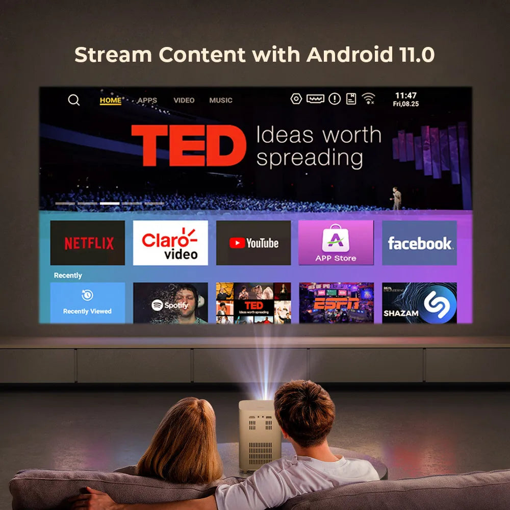 ELEX-SMART-BEAM-X15 Smart Mini Beamer 720p HD mit Android 11 & WiFi