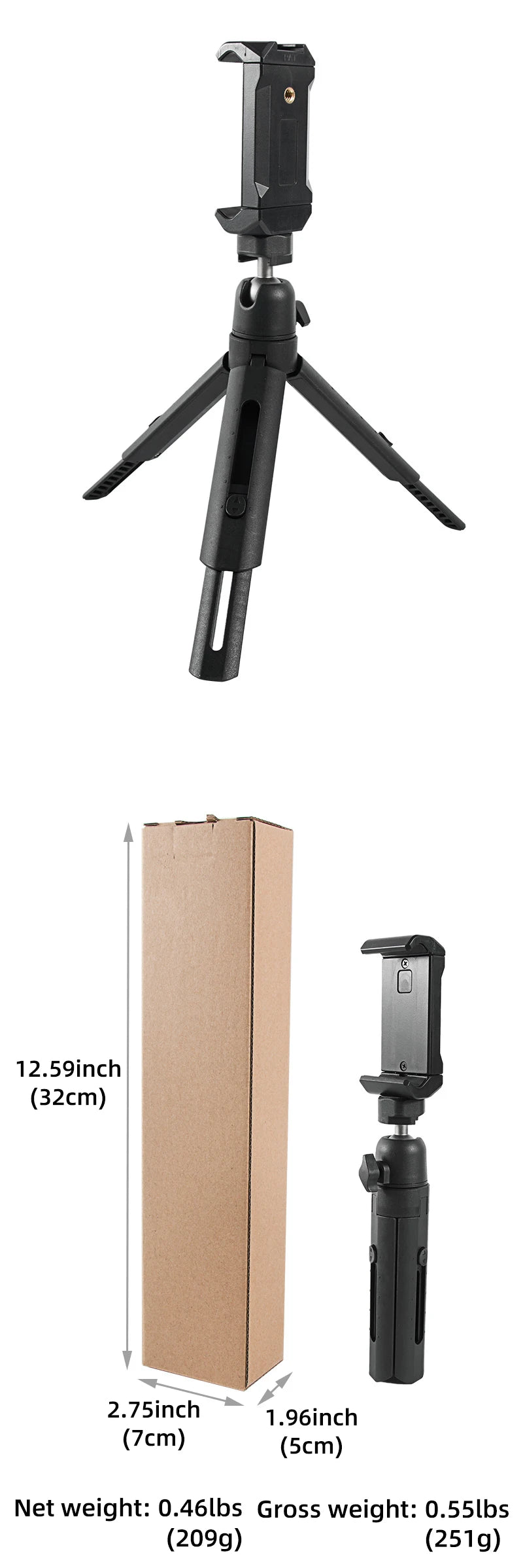 BEXIN MS06+PH-06 Mini Tischstativ für Smartphone & Tablet (265mm)