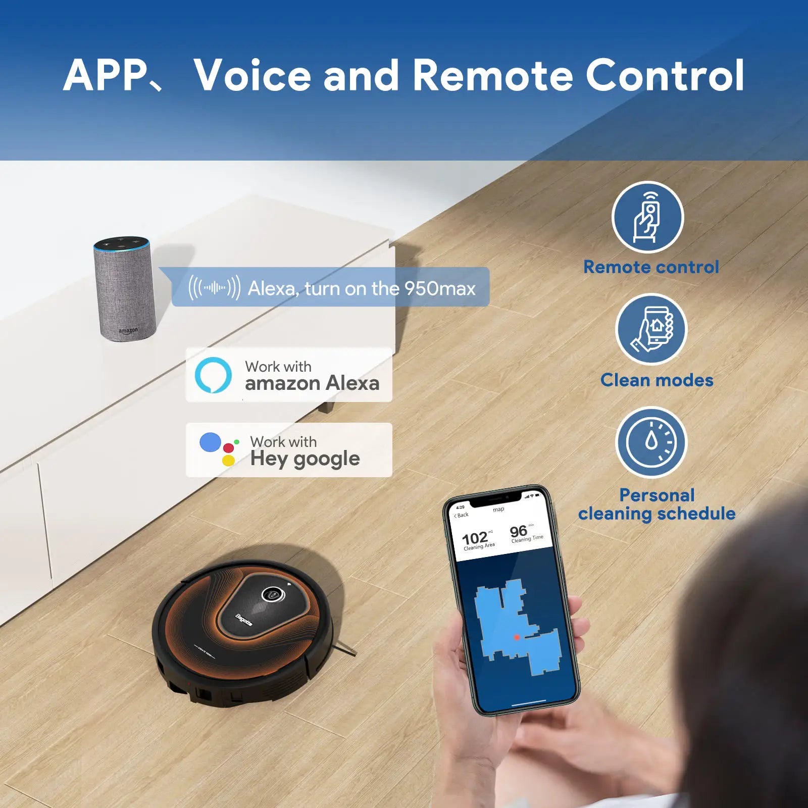 Bagotte BG950MAX Saug- & Wischroboter mit Absaugstation, 3500Pa