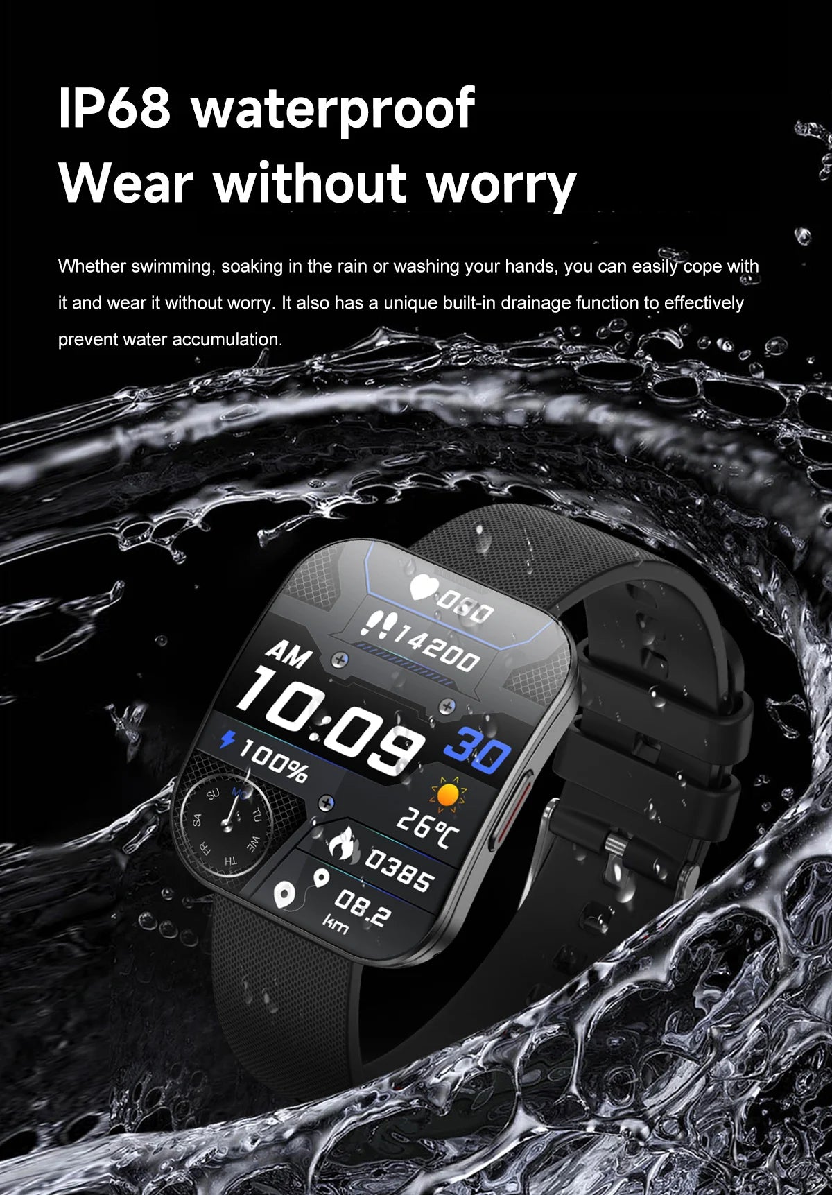 VALDUS VS61 PRO Smartwatch mit AMOLED, Blutdruck- & SpO2-Messung, IP68