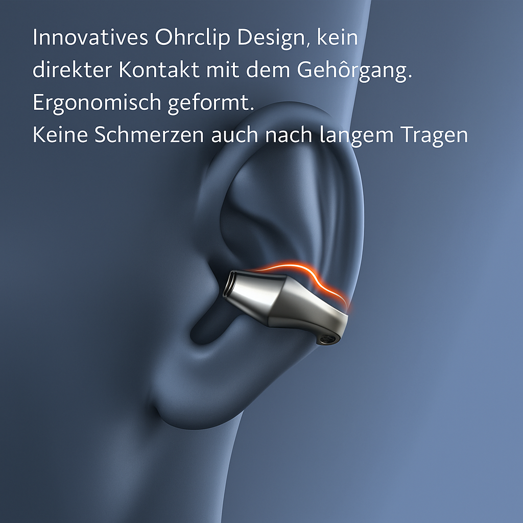 Bluetooth 5.2 Ear Clip Headset – Bone Conduction, 36h Akku, HIFI Sound