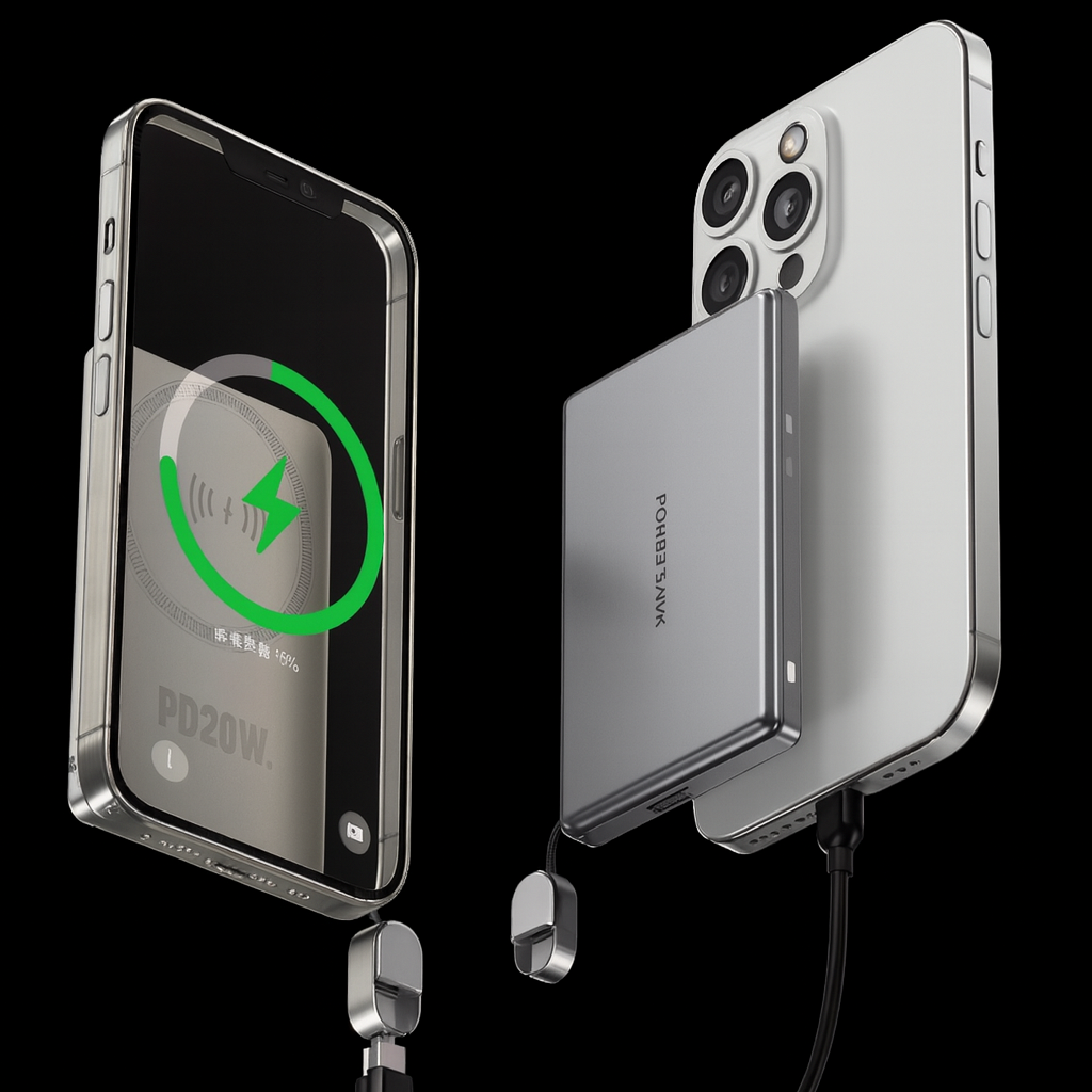 Magnetische Powerbank 10.000mAh – 20W PD & 15W Wireless, Metall