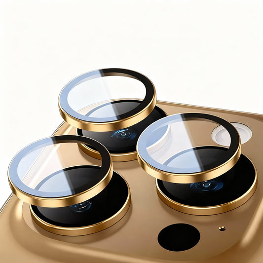Kamera Schutzglas für iPhone 16 15 14 13 12 11 Pro Max Glas Metallring