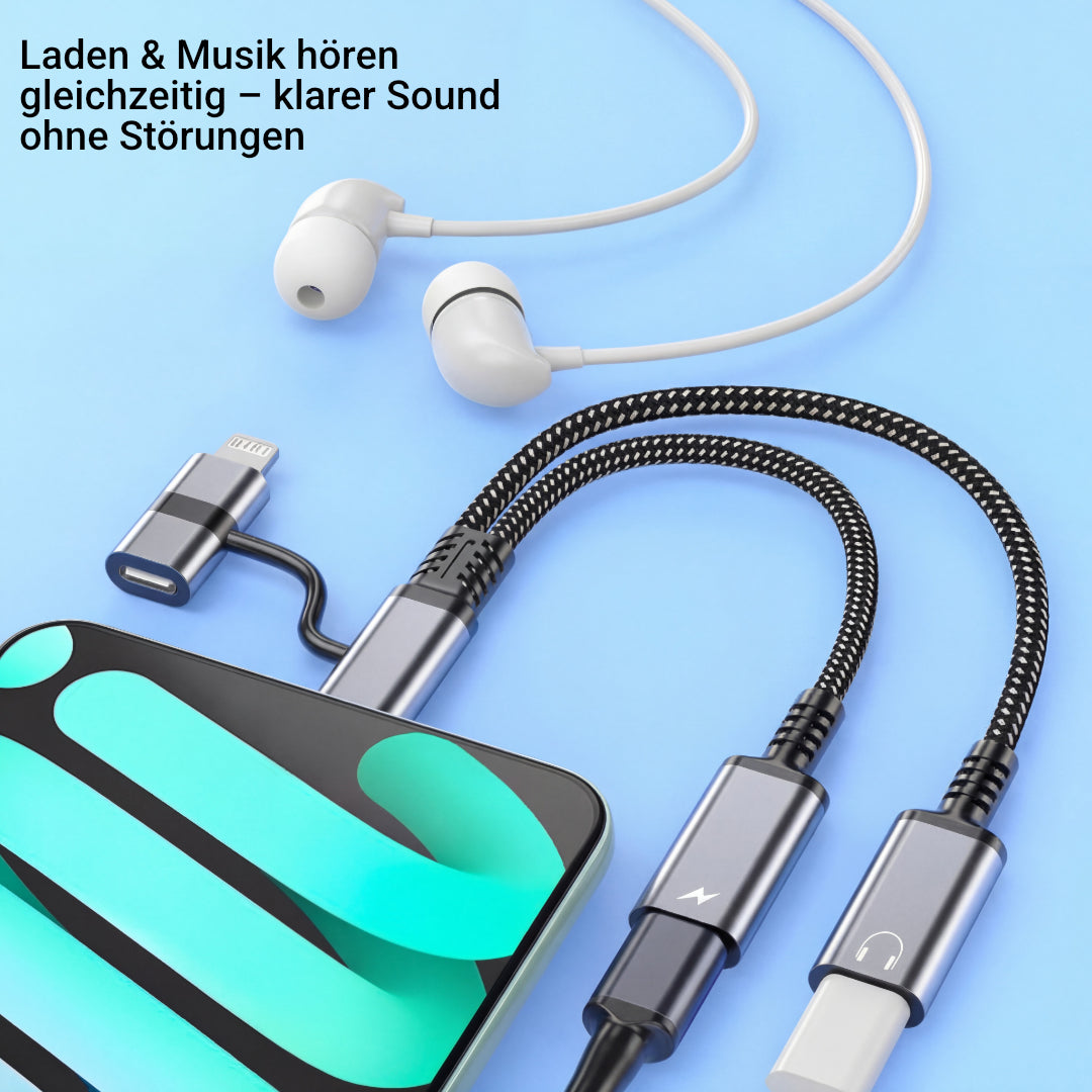 USB-C auf 3,5mm Klinke Adapter mit Ladefunktion iPhone 16 15 Samsung