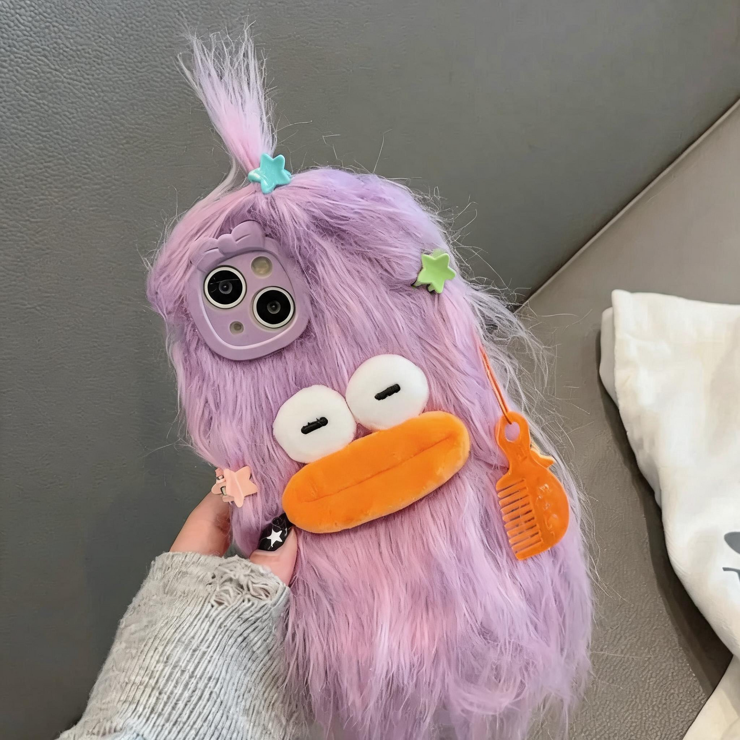 Flauschige Plüsch-Monster Handyhülle – Für iPhone 12-17 Pro Max Air