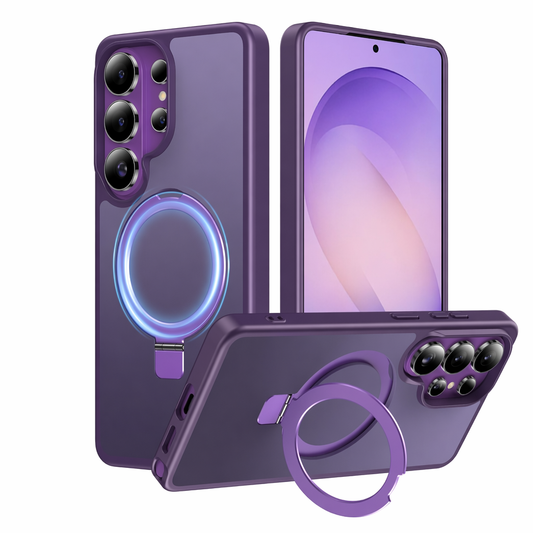 Magnetische Hülle mit Ringständer für Samsung Galaxy – Matt, Stoßfest