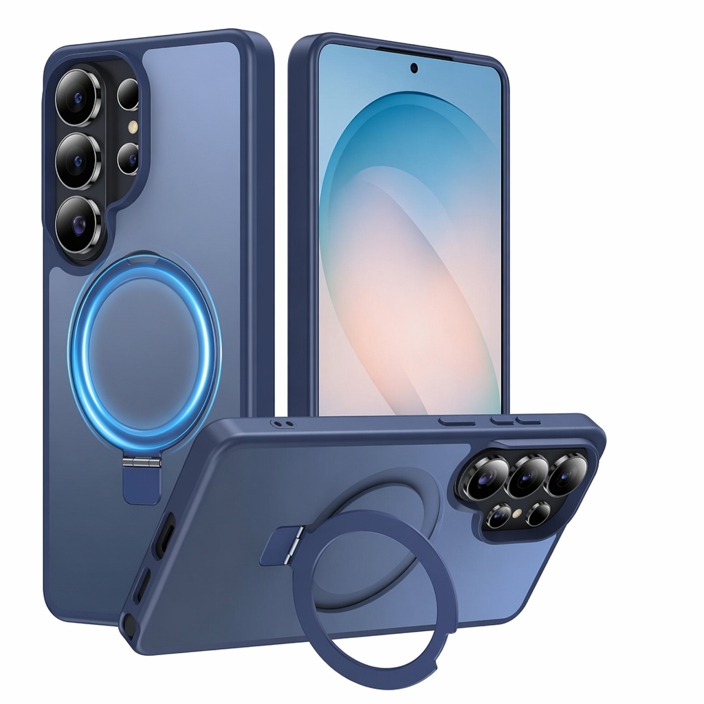 Magnetische Hülle mit Ringständer für Samsung Galaxy – Matt, Stoßfest