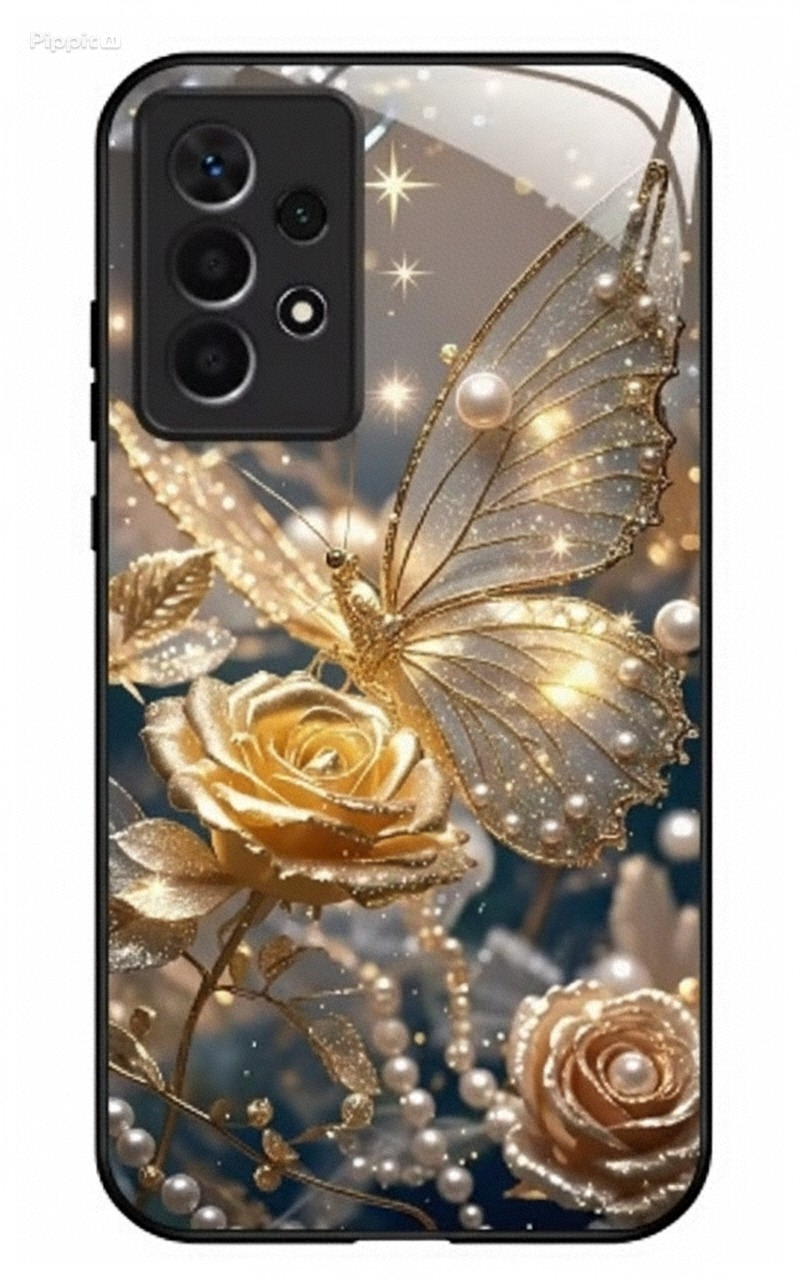 Gold-Schmetterling Glas-Hülle für Samsung Galaxy S25/S24/S23/A56