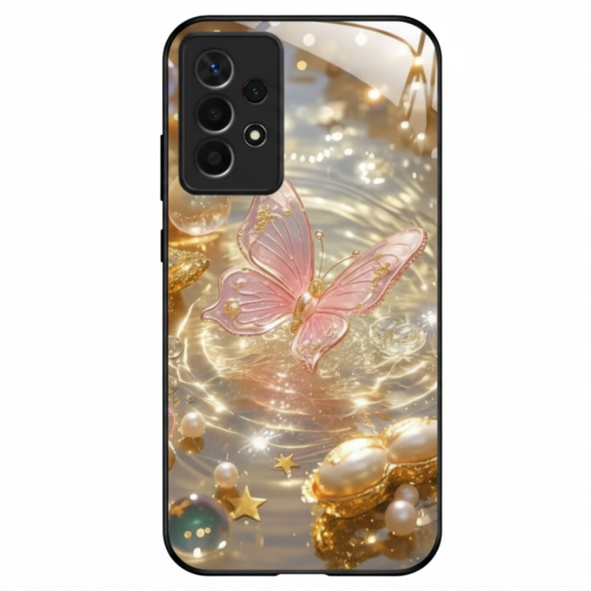 Gold-Schmetterling Glas-Hülle für Samsung Galaxy S25/S24/S23/A56