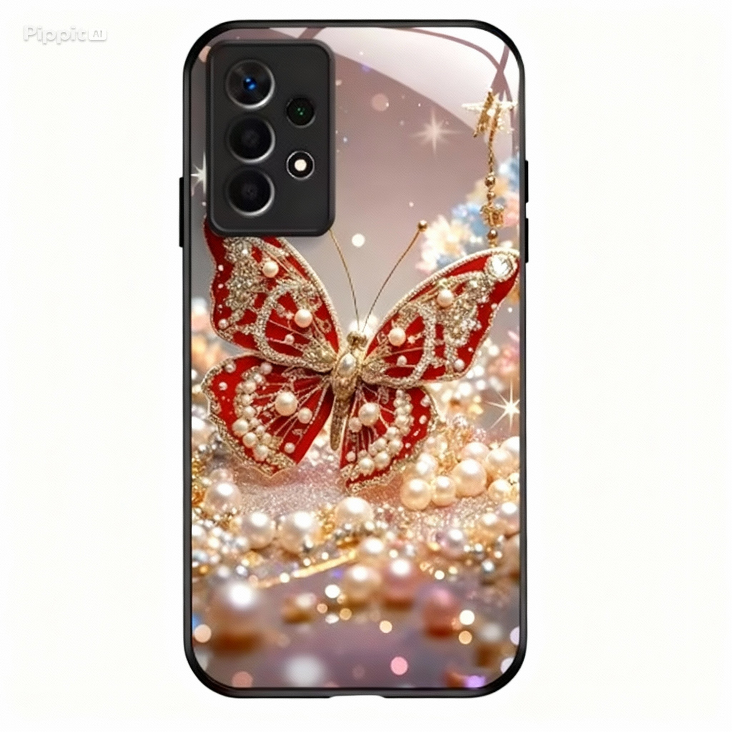 Gold-Schmetterling Glas-Hülle für Samsung Galaxy S25/S24/S23/A56