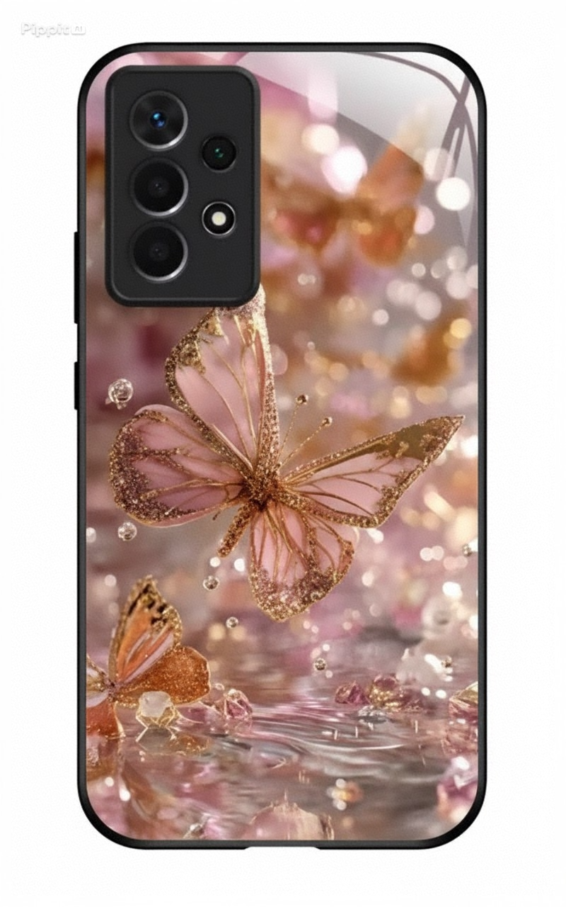 Gold-Schmetterling Glas-Hülle für Samsung Galaxy S25/S24/S23/A56