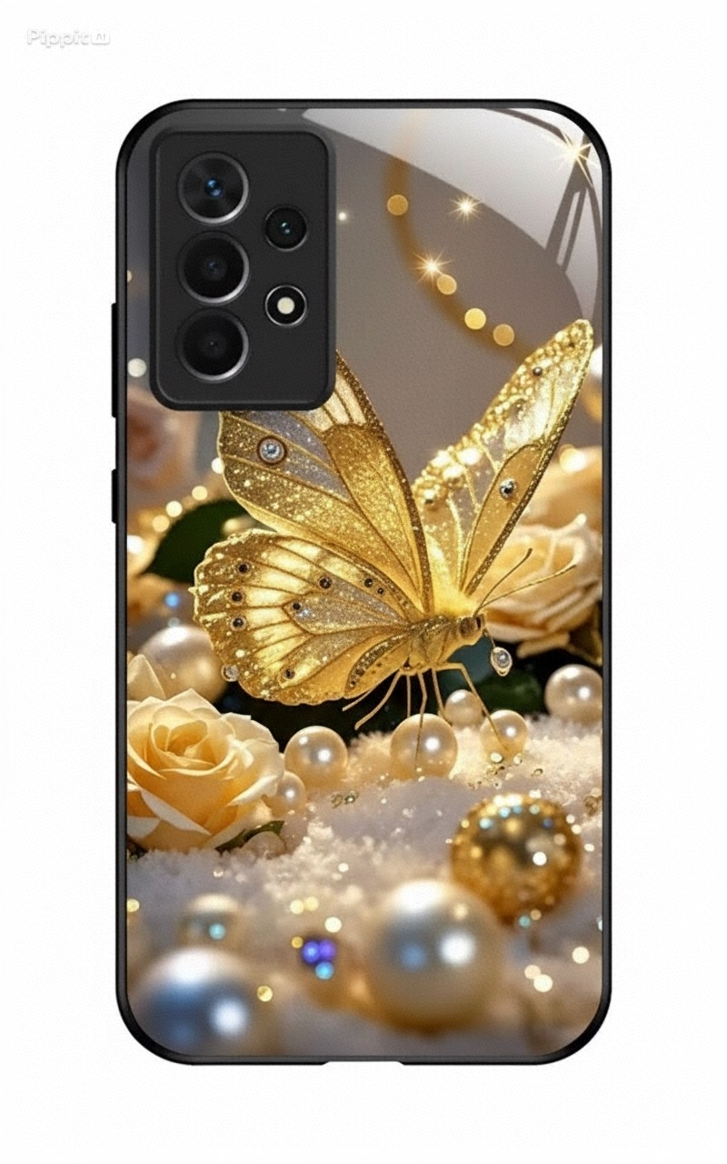 Gold-Schmetterling Glas-Hülle für Samsung Galaxy S25/S24/S23/A56
