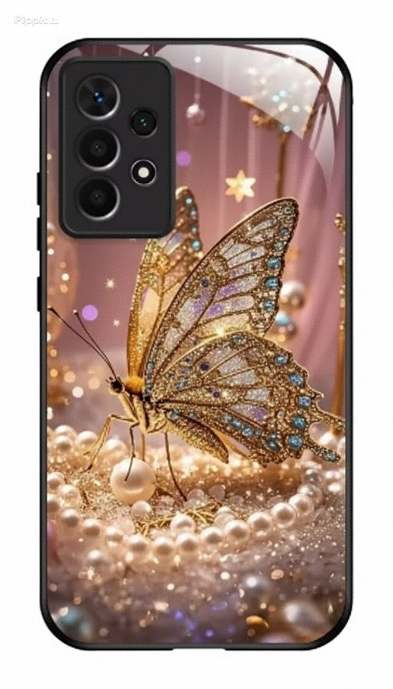 Gold-Schmetterling Glas-Hülle für Samsung Galaxy S25/S24/S23/A56