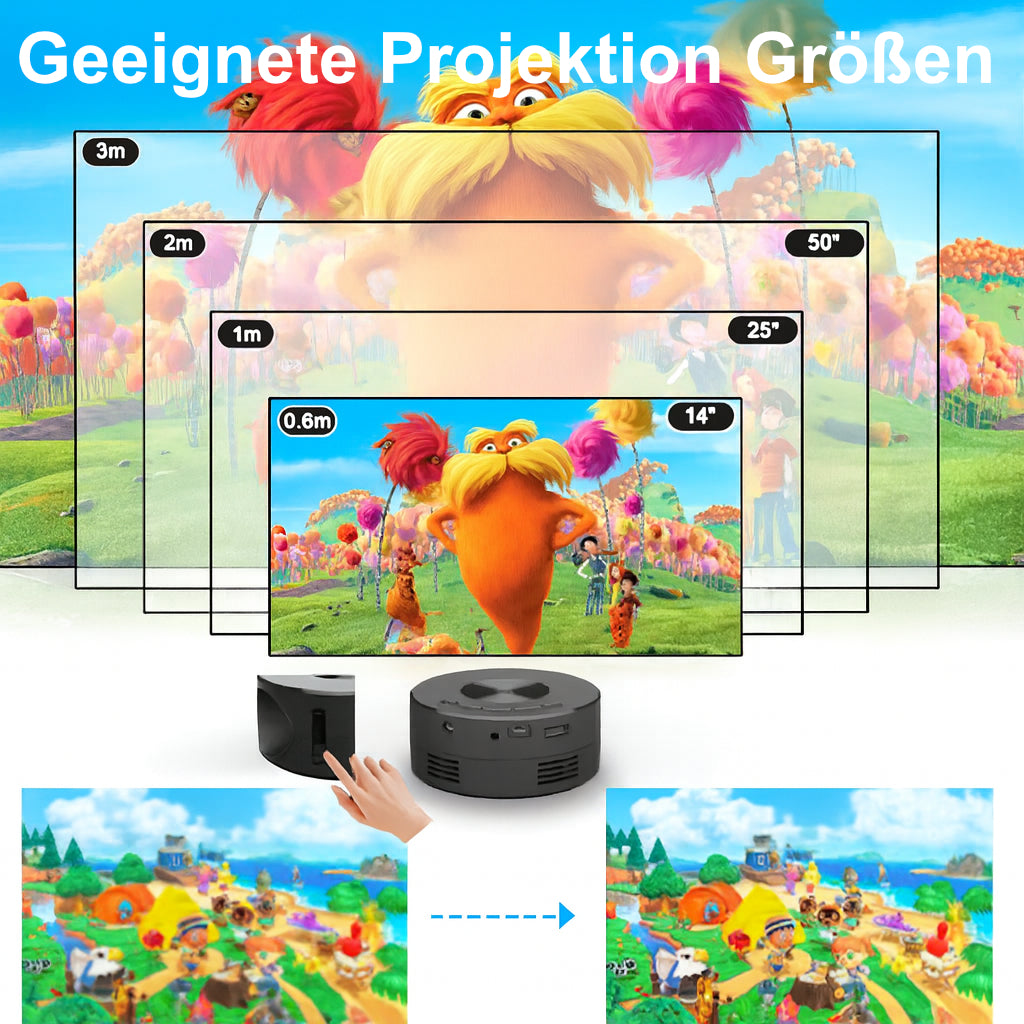 ELEX-BEAM-X1 Mini Beamer – Tragbarer LCD-Projektor, 100" Display