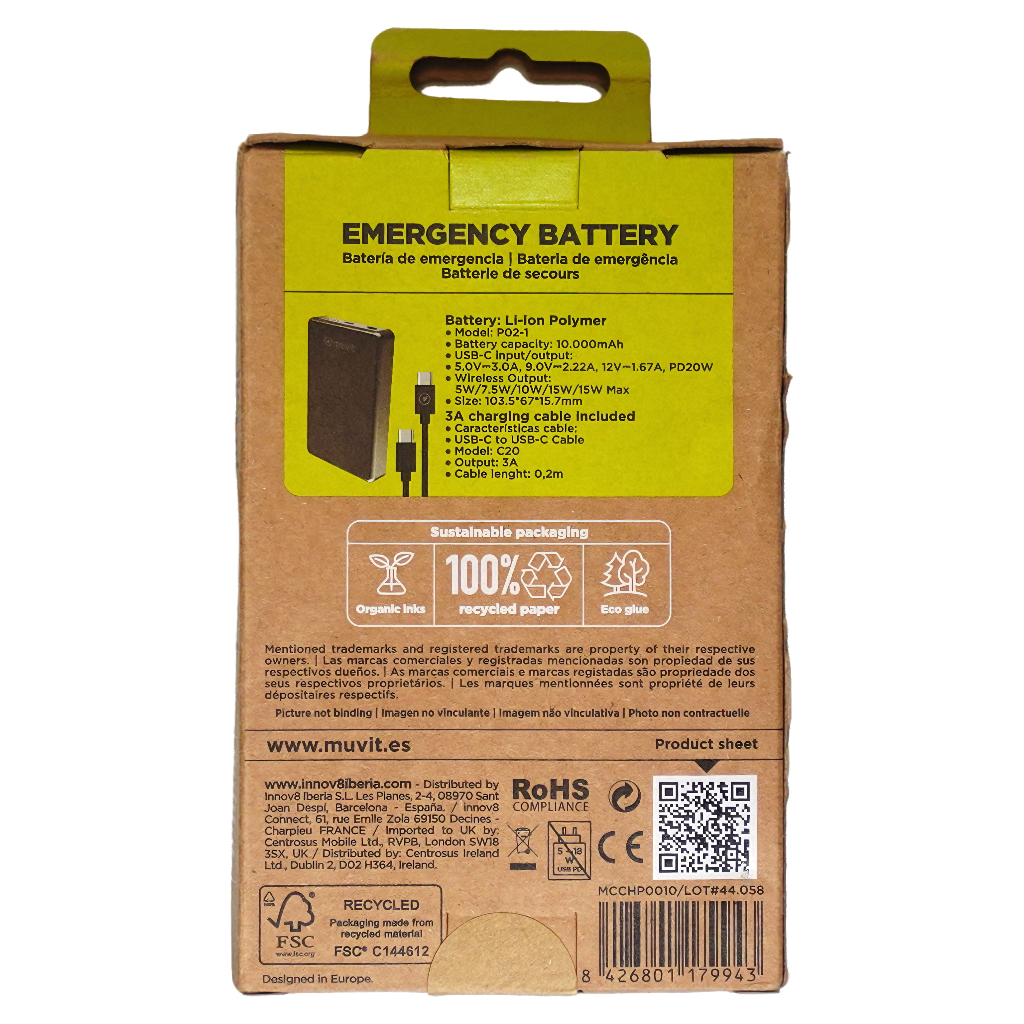 Magnetische Powerbank 10000mAh Eco USB-C PD 20W Kabelloses Laden 15W