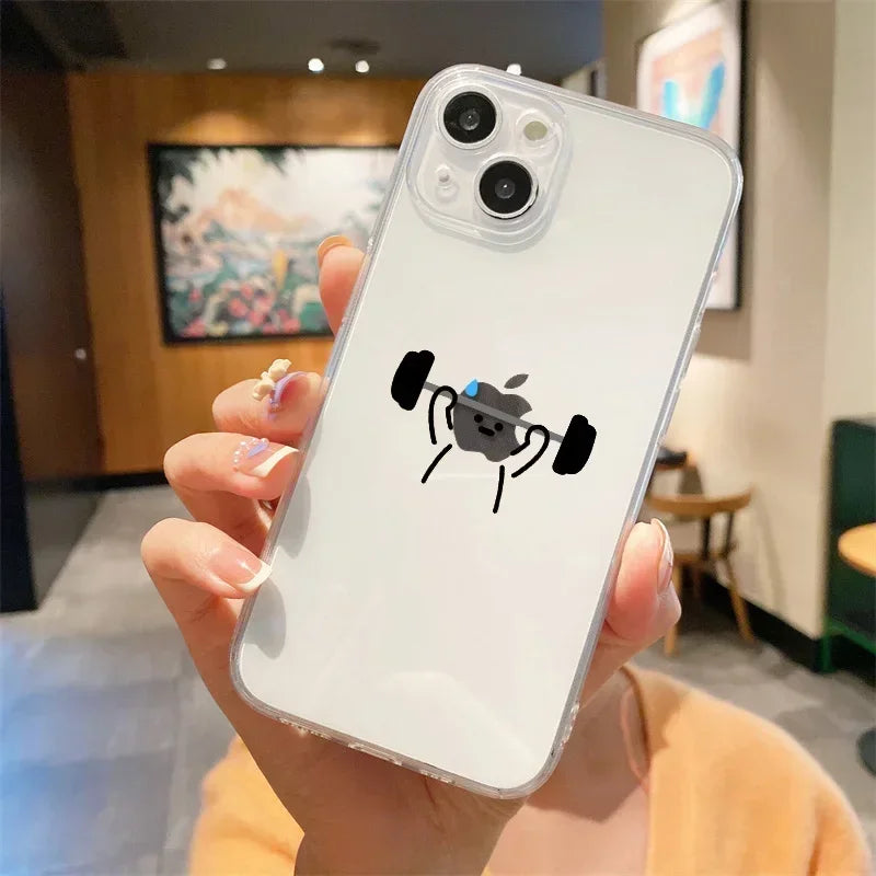 Transparente Hülle Strichmännchen für iPhone – Soft TPU, 4 Designs