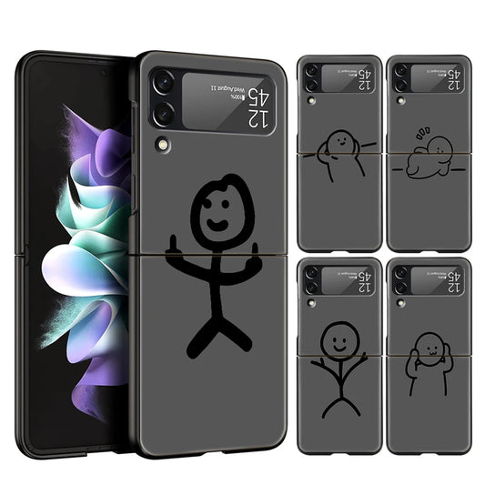 Hülle „Stickman“ für Samsung Galaxy Z Flip – Hard PC, schwarz, stoßfest