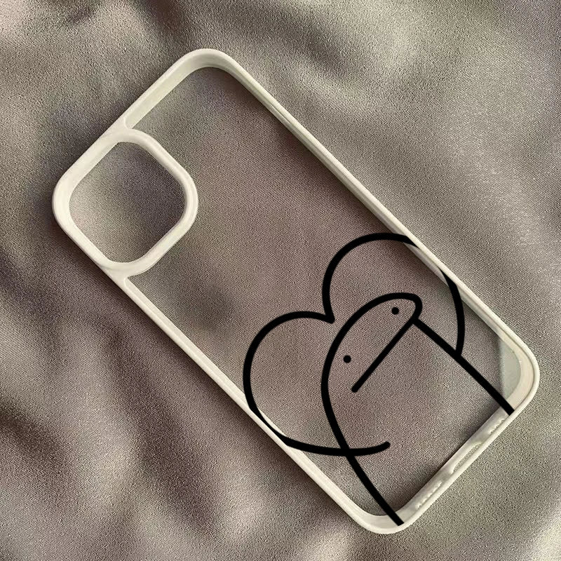 Transparente Strichmännchen Handyhülle für iPhone 11–17 Pro Max