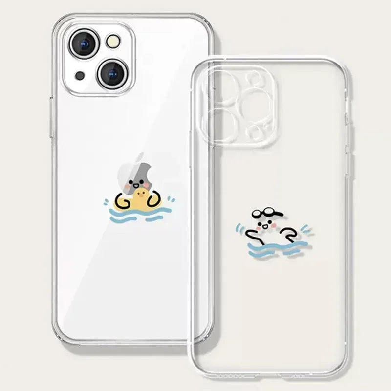 Hülle „Matchstick Couple“ für iPhone – Transparentes Soft TPU Case