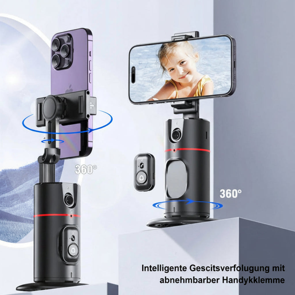 360° Gimbal Selfie Stick mit AI-Tracking – Desktop & Handheld 2in1