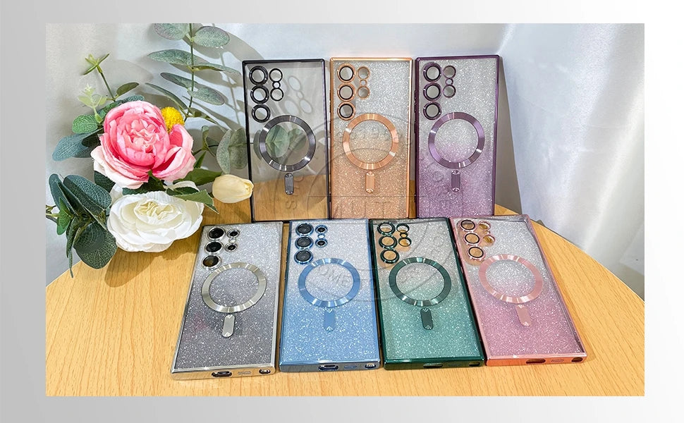 Glitzer Magnetische Hülle für Samsung Galaxy S20–S25 Ultra Note 20