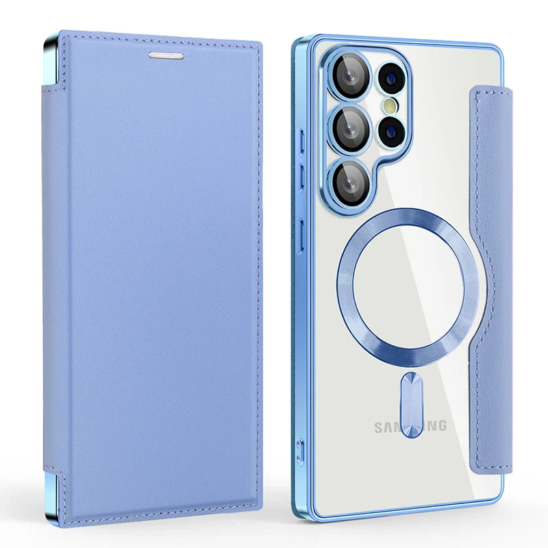Flip Wallet Hülle aus Leder für Samsung Galaxy – magnetisch & Kartenfach