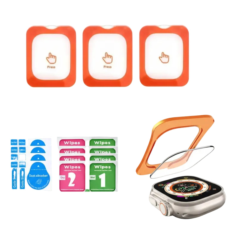 Schutzglas Apple Watch Ultra 1 2 3 49mm 9H HD mit Auto-Montagehilfe Set