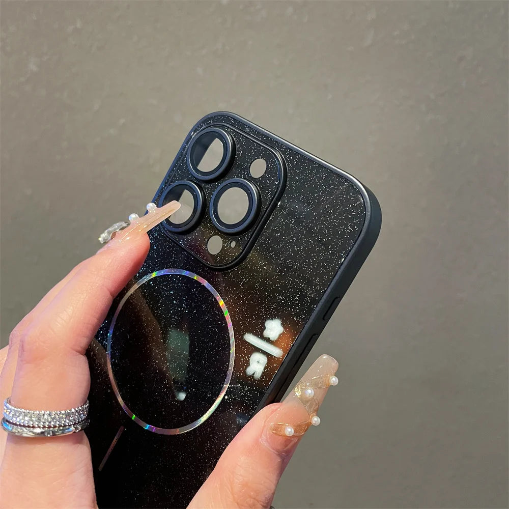 Aurora Glitzer Hülle für iPhone 17 16 15 14 13 Magnetisch Kameraschutz