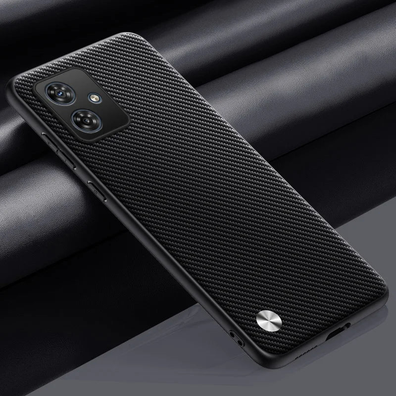 Für Motorola Moto G54 / G64 Hülle – Kunstleder-Schutzhülle · Matt Schwarz