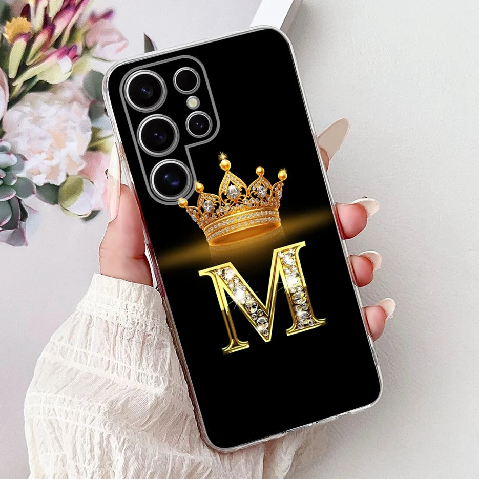 Für Samsung Galaxy S25 Hülle – Buchstaben Krone Glitzer Design