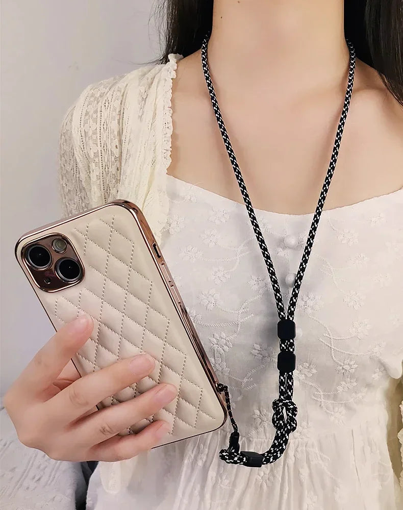 Handy Lanyard Nackenband Leder geflochten verstellbar – 12 Farben