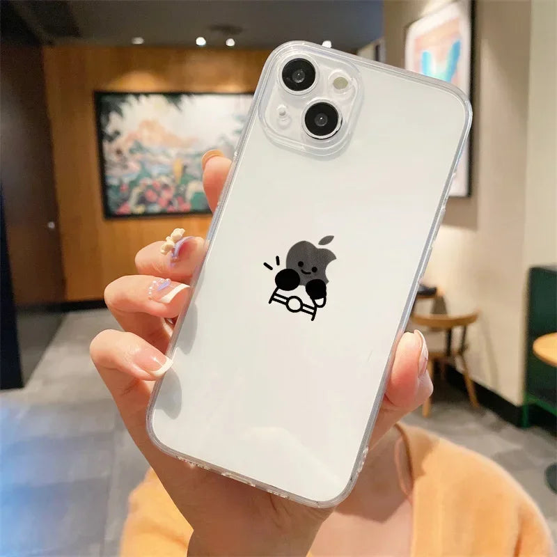 Transparente Hülle Strichmännchen für iPhone – Soft TPU, 4 Designs