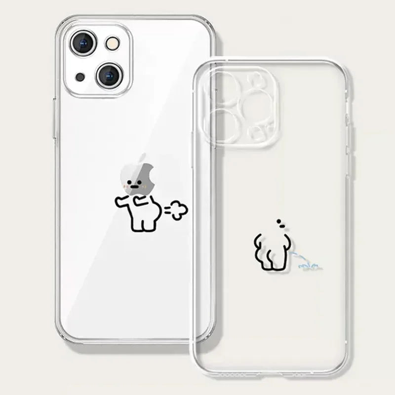 Hülle „Matchstick Couple“ für iPhone – Transparentes Soft TPU Case