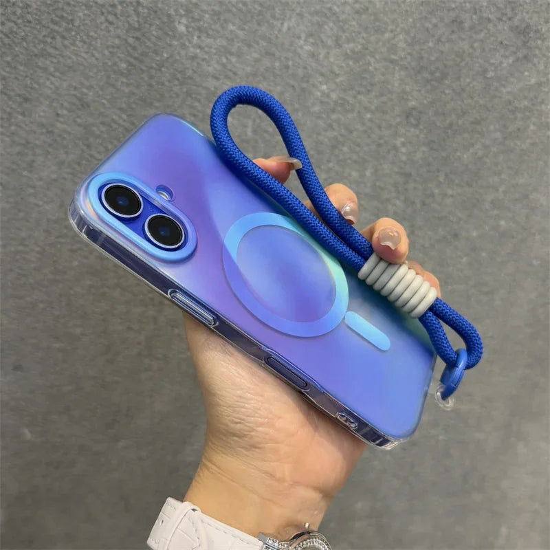 Aurora Gradient Hülle mit Magnet-Ring & Lanyard – Matt, Stoßfest