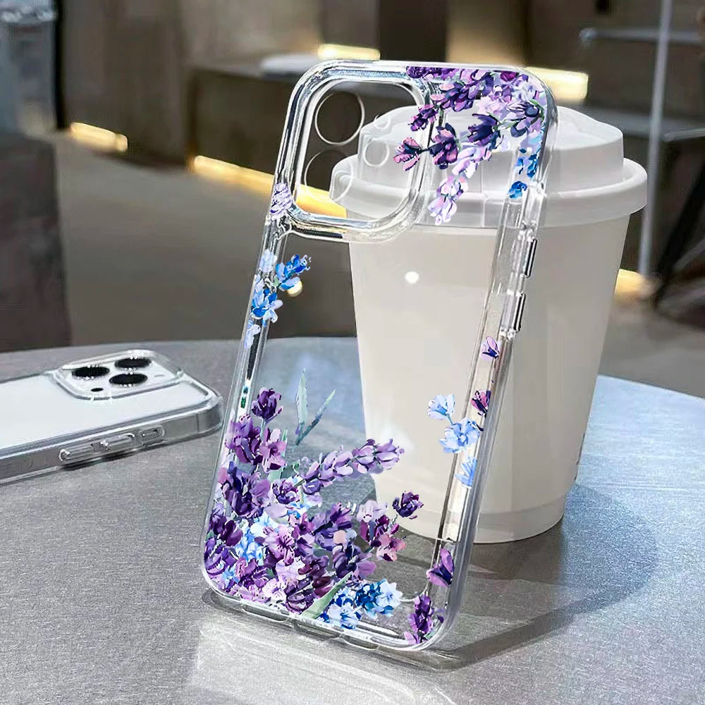 Blumen transparente Handyhülle für iPhone – stoßfest & flexibel