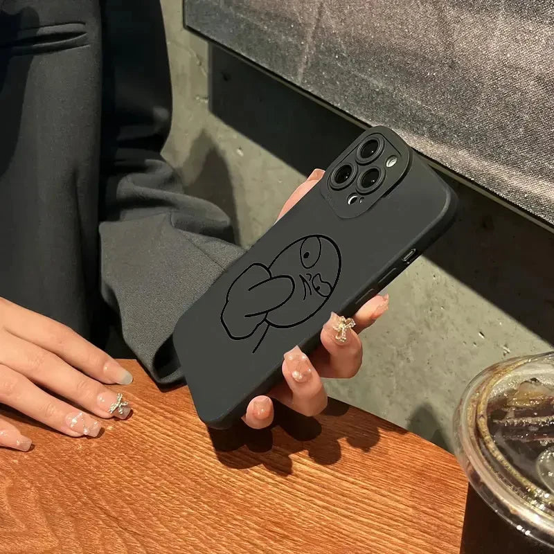 Lustige Strichmännchen Handyhülle Silikon für iPhone 7–17 Pro Max