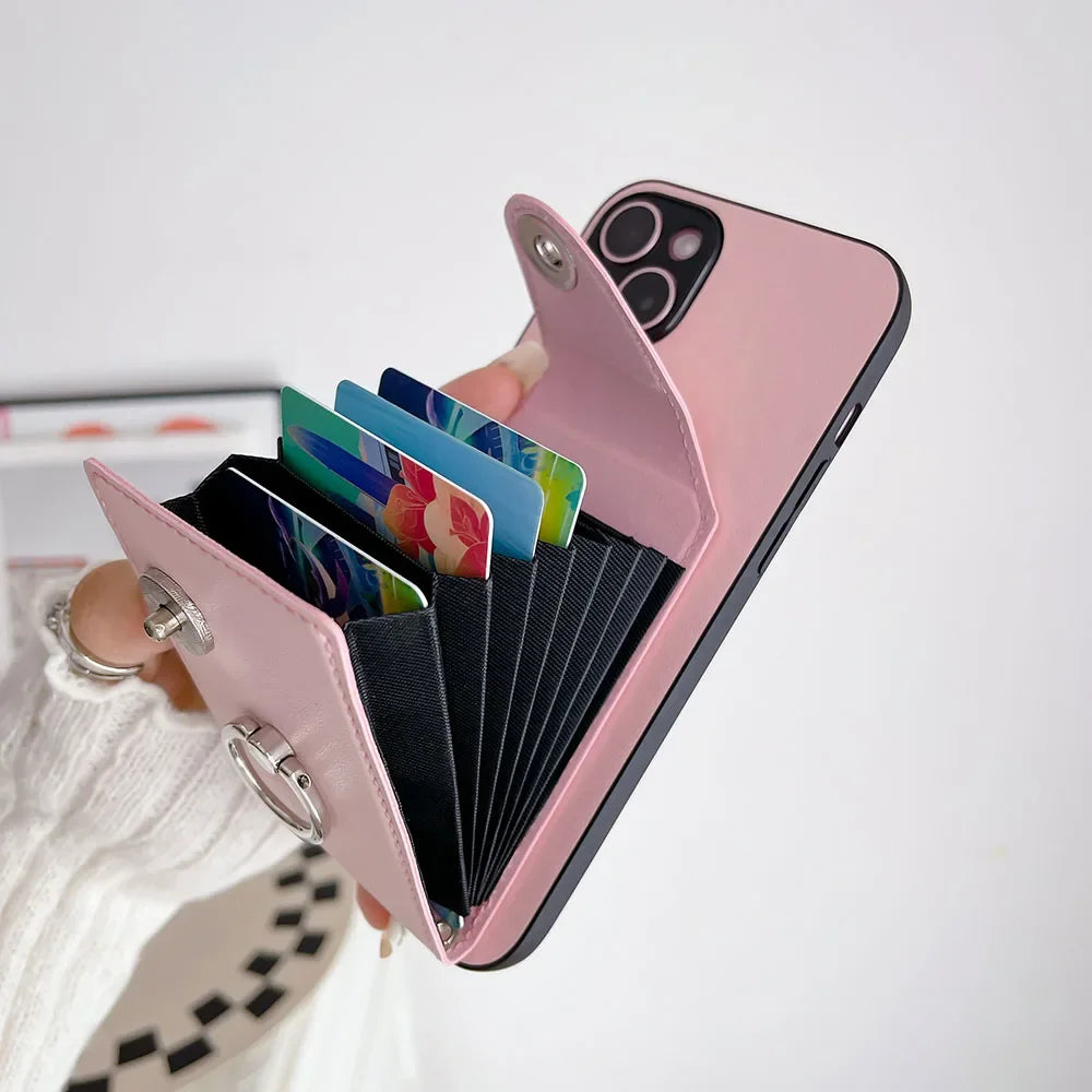Für Huawei/Honor Hülle mit Kartenfach & Ringhalter, PU-Leder