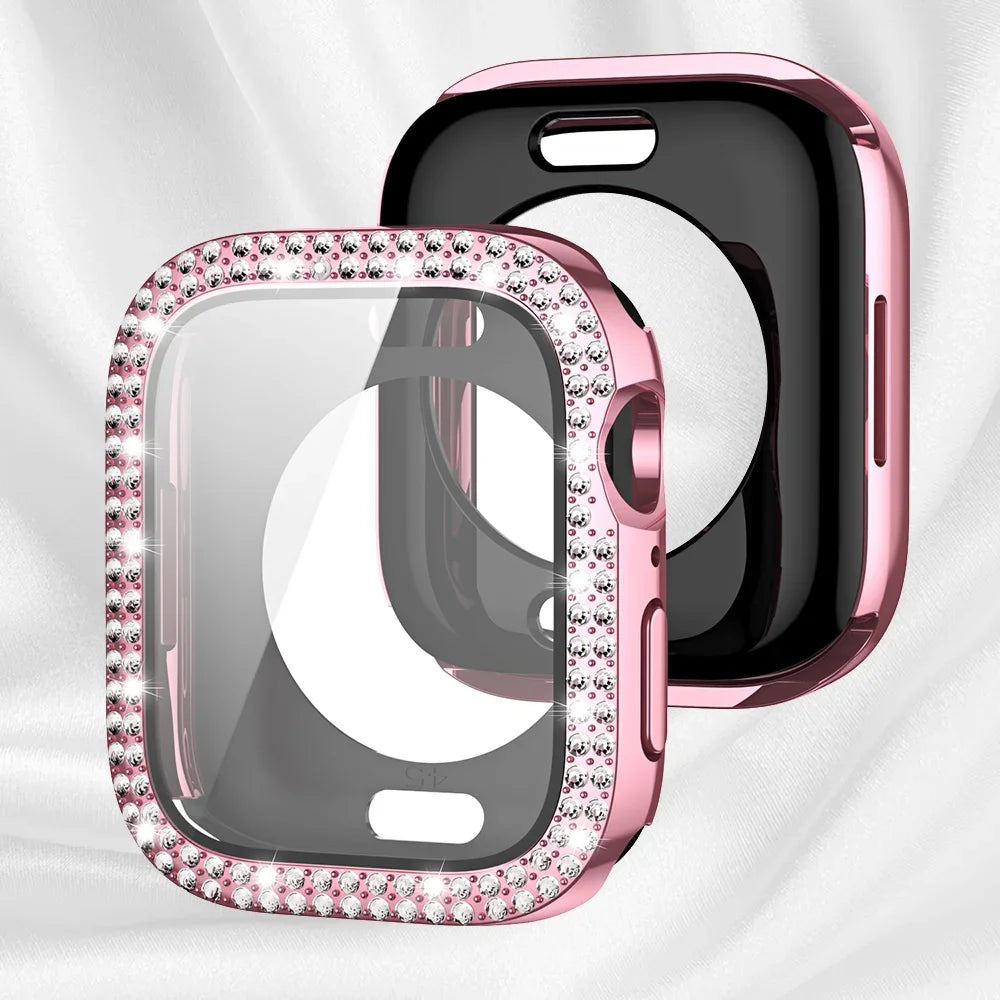 Bling Schutzhülle mit Glas für Apple Watch 41-49mm Diamant Glitzer Strass