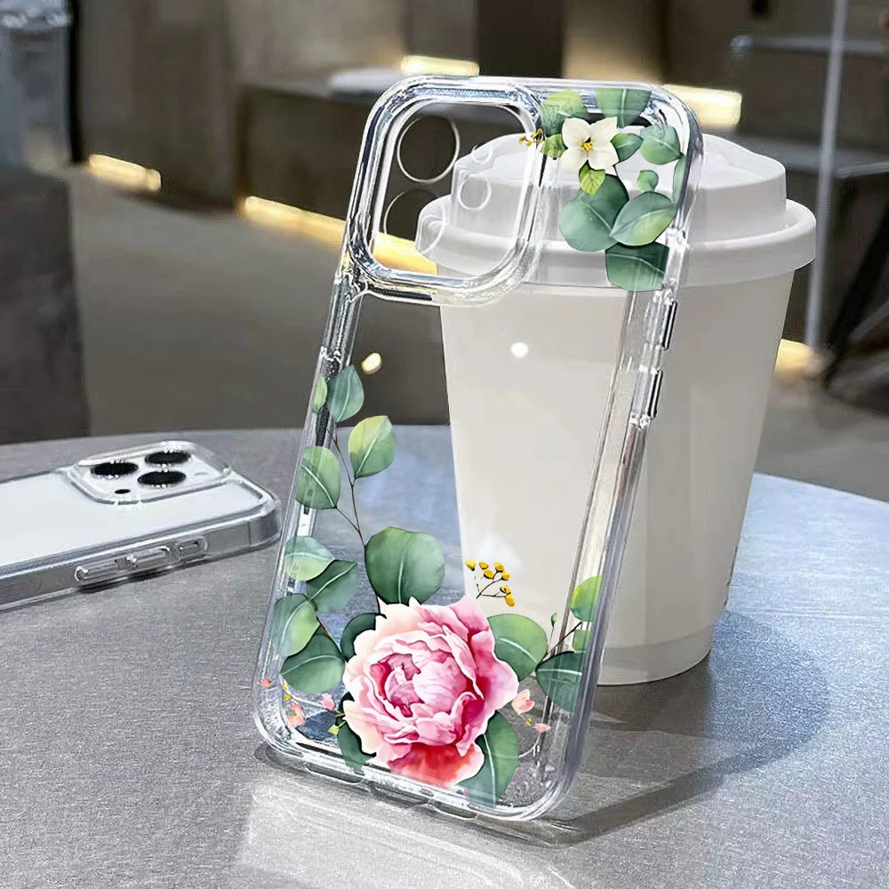 Blumen transparente Handyhülle für iPhone – stoßfest & flexibel