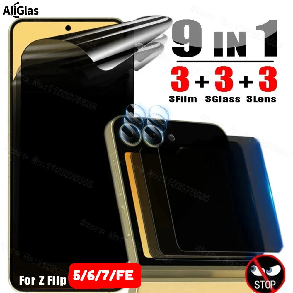 Privacy Schutzfolien Set für Z Flip 7/6/5/4 – Hydrogel & Kameraschutz