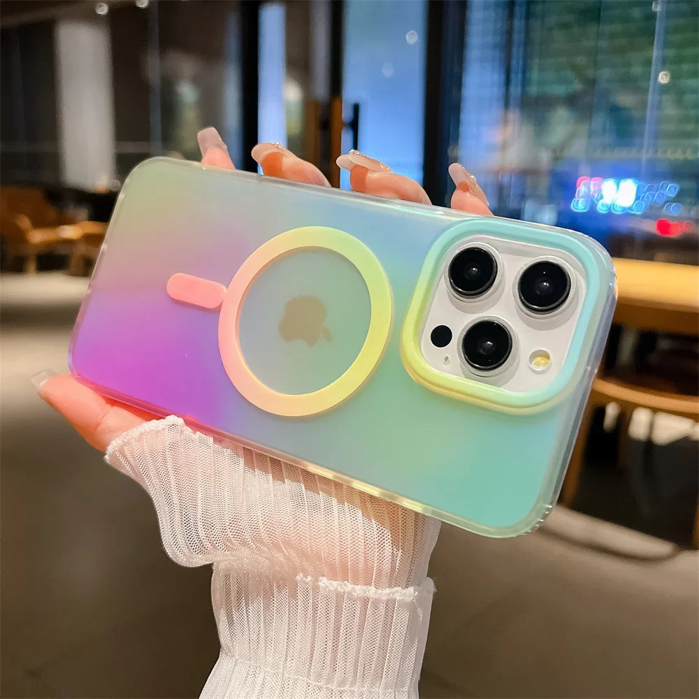 Aurora Gradient Hülle mit Magnet-Ring & Lanyard – Matt, Stoßfest