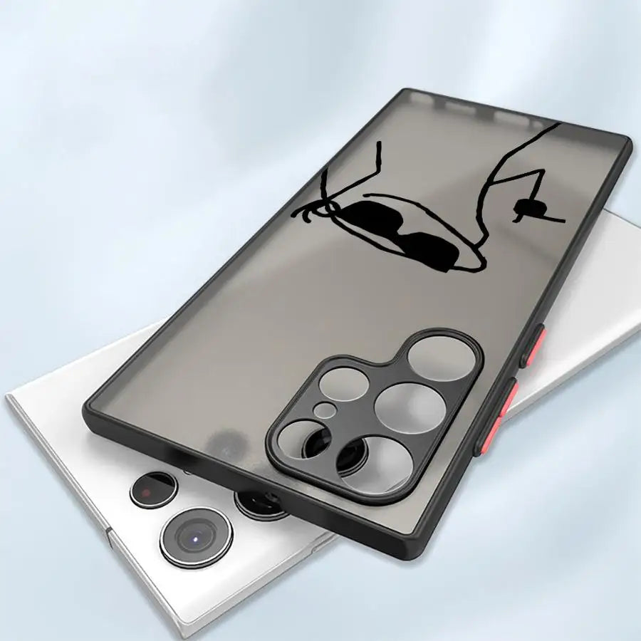 Lustige Strichmännchen Handyhülle für Samsung Galaxy S9–S25 Ultra