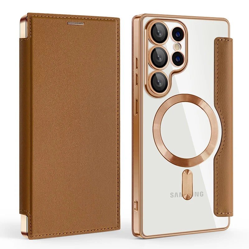 Flip Wallet Hülle aus Leder für Samsung Galaxy – magnetisch & Kartenfach