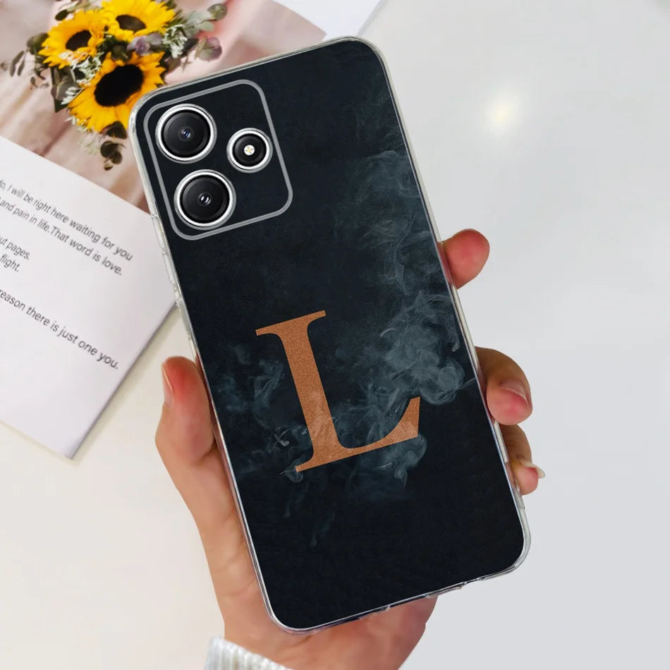 Für Xiaomi Redmi 12 5G Hülle – Initiale Buchstabe TPU · Schwarz L