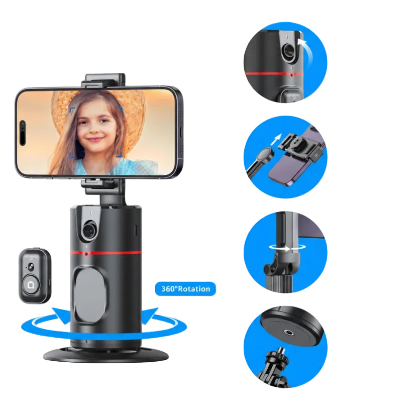 360° Gimbal Selfie Stick mit AI-Tracking – Desktop & Handheld 2in1