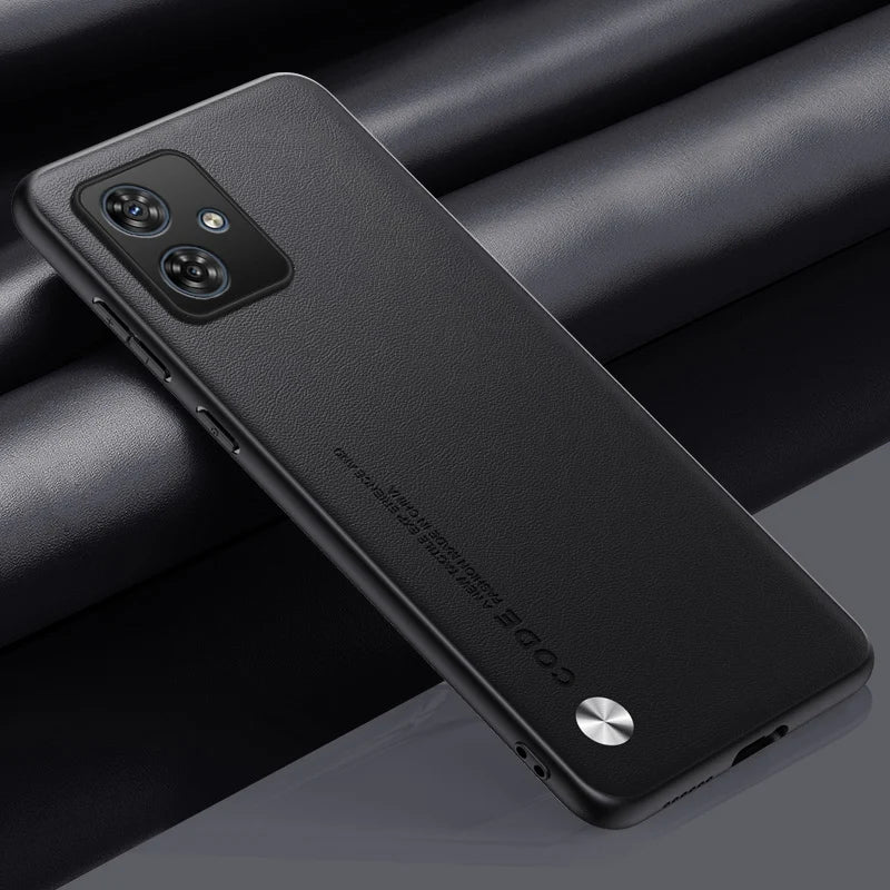 Für Motorola Moto G54 / G64 Hülle – Kunstleder-Schutzhülle · Schwarz