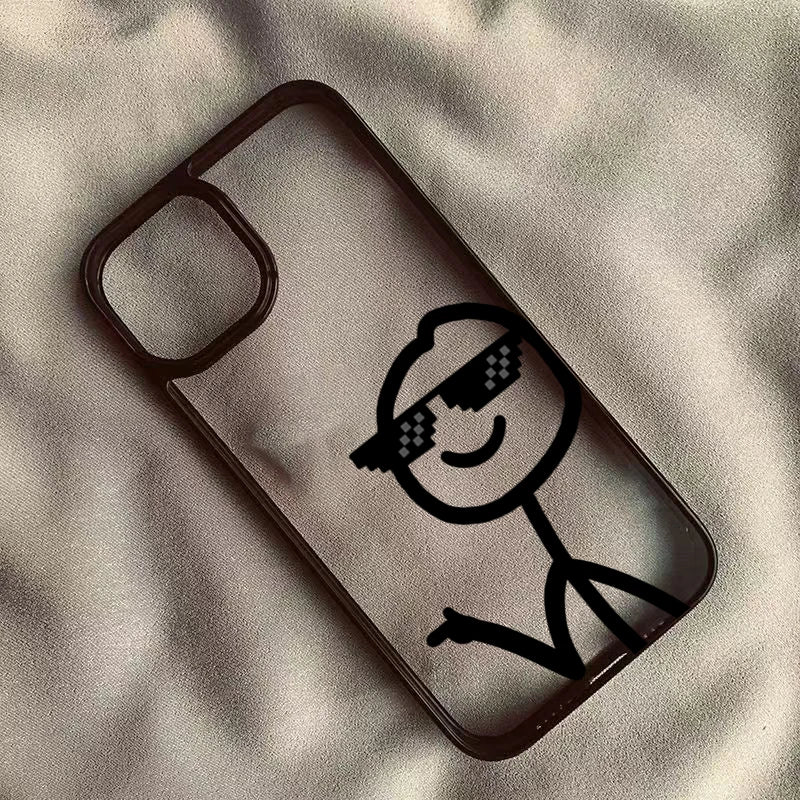 Transparente Strichmännchen Handyhülle für iPhone 11–17 Pro Max