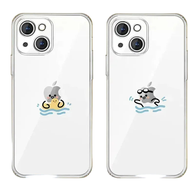Hülle „Matchstick Couple“ für iPhone – Transparentes Soft TPU Case