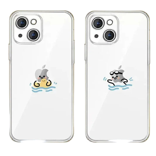 Hülle „Matchstick Couple“ für iPhone – Transparentes Soft TPU Case