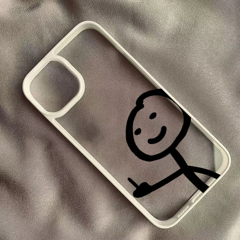 Transparente Strichmännchen Handyhülle für iPhone 11–17 Pro Max